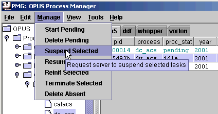 [Manage Menu with Suspend Selected]