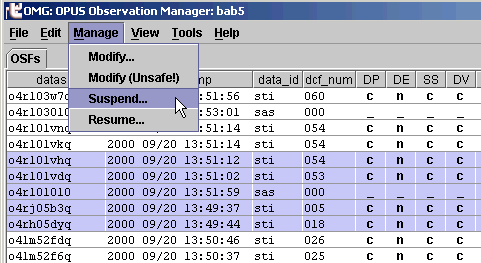 OMG Manage Menu:  Suspend